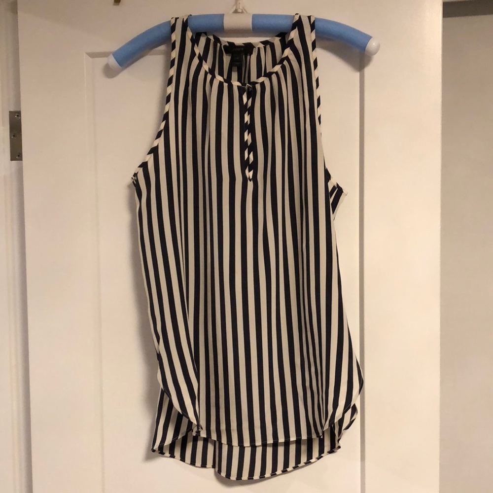 J. Crew stripes, sleeveless, silk blouse